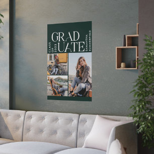 Afstudeerfoto's 2026 Groen en Witte Afgestudeerde Poster