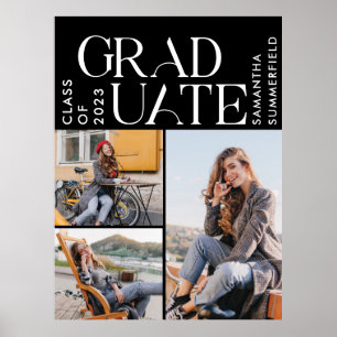 Afstudeerfoto's 2026 Zwart en Wit Afgestudeerde Poster