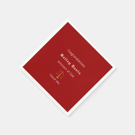 Afstudeergoud Schalen van de Rechtvaardigheid Rood Servet (Hoek)