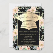 Afstudeerhoed, Bloemen Rozen Zwart Afstuderen   Kaart (Voorkant)