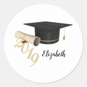 Afstudeerhoed, diploma - Gepersonaliseerd Ronde Sticker