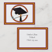 Afstudeerhoed met diploma - Goud & Rood Contactkaartje (Voorkant / Achterkant)