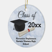 Afstudeerkap Diploma Blue Marble Gepersonaliseerd Keramisch Ornament (Links)