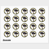Afstudeerkap en diploma ronde sticker (Vel)
