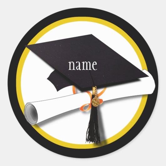 Afstudeerkap en diploma ronde sticker (Voorkant)