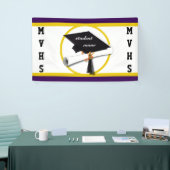 Afstudeerkap met diploma en goudcirkel spandoek (Beurs)