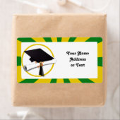 Afstudeerkap - Schoolkleuren - Goud en groen Etiket (Insitu)