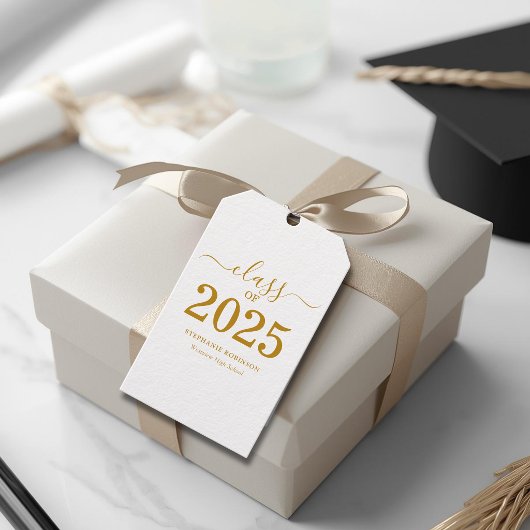 Afstudeerklas 2025 Gouden Script Cadeaulabel
