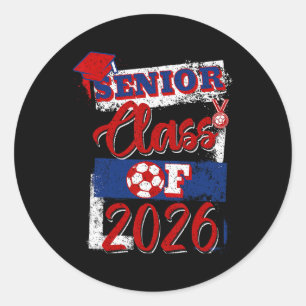 Afstudeerklas van 2026 Senior Voetbalspeler Hoge S Ronde Sticker