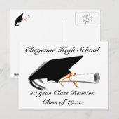 Afstudeerlak - Reunion op de middelbare school Aankondigingskaart (Voorkant / Achterkant)