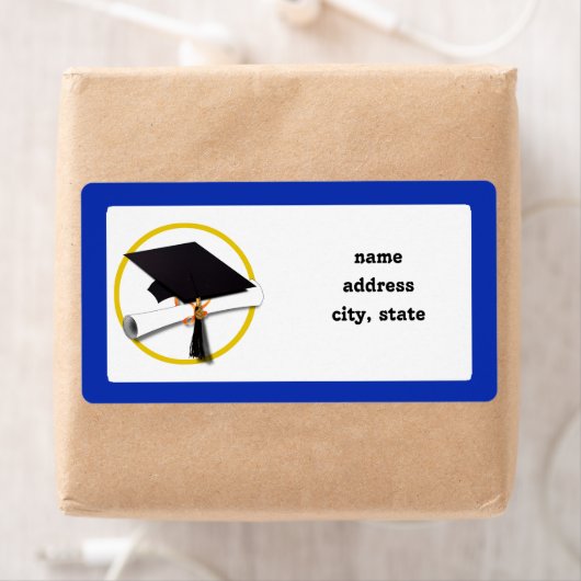 Afstudeerlampvoet met diploma - donkerblauwe achte etiket (Insitu)