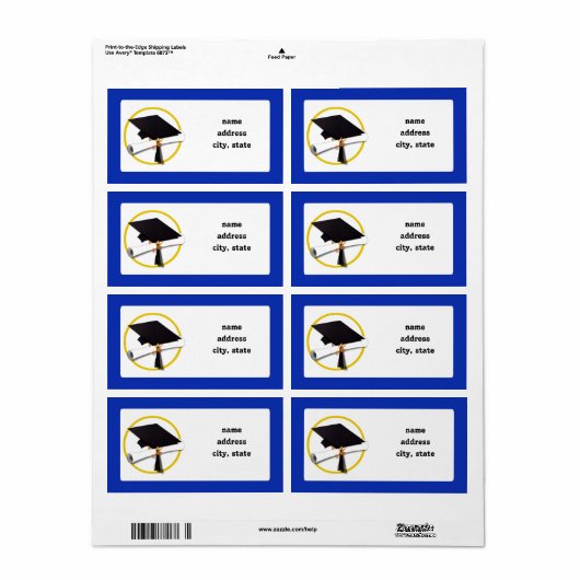 Afstudeerlampvoet met diploma - donkerblauwe achte etiket (Full Sheet)