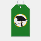 Afstudeerlampvoet met diploma - groen cadeaulabel (Voorkant)