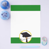 Afstudeerlampvoet met diploma - groene achtergrond flyer (Enkel)