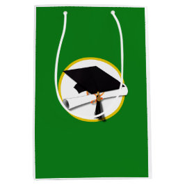 Afstudeerlampvoet met diploma - groene achtergrond large cadeauzakje