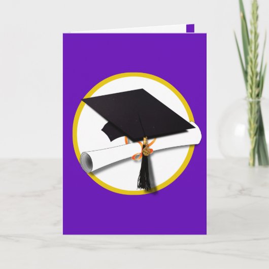 Afstudeerlampvoet met diploma — Paars Kaart (Voorkant)