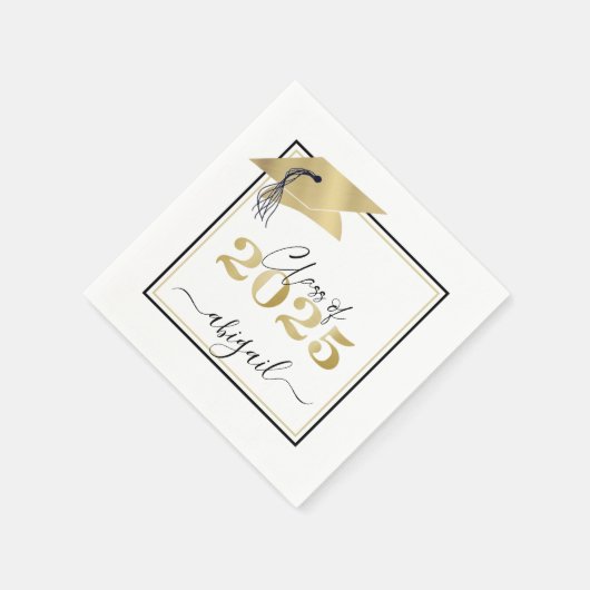 Afstudeerlampvoet Metallic Gold Script Class Year Servet (Hoek)