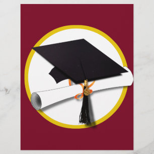Afstudeermuts & Diploma - Donkerrode Achtergrond Flyer