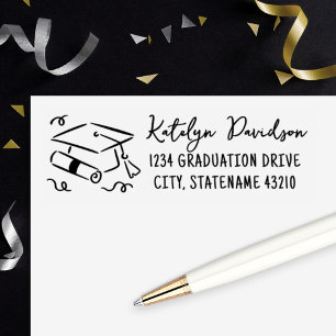 Afstudeermuts en diploma retouradres zelfinktende stempel