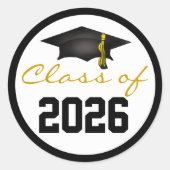 Afstudeermuts Klas van 2026 Ronde Sticker (Voorkant)