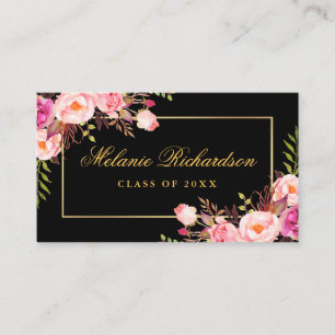 Afstudeernetworking Goud Roze Bloem Visitekaartje