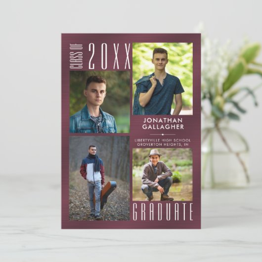 Afstudeerproject Paars Metallic Fotocollage Aankondiging (Staand voorkant)