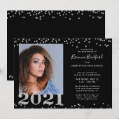 Afstudeerscript 2021 Zilver Glitter Foto Zwart Kaart (Voorkant / Achterkant)