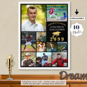 Afstuderen 10 Fotocollage Congrats Zwart Goud Poster