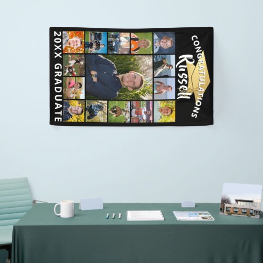 Afstuderen 15 Photo Collage Black Gold Pet Spandoek (Beurs)