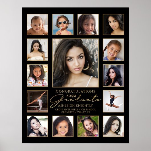 Afstuderen 15 Photo Collage Handgeschreven Script Poster (Voorkant)