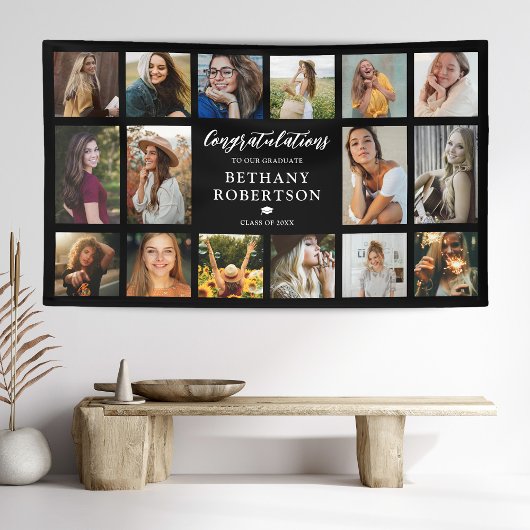 Afstuderen 16 Fotocollage Proficiat Spandoek