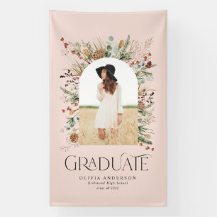 Afstuderen 1 foto roze botanische moderne spandoek