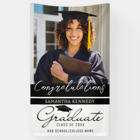 Afstuderen 1 Photo Congrats Afstuderen 2023 Black Spandoek (Verticaal)