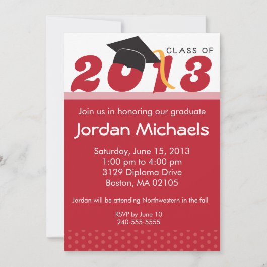Afstuderen 2013 Red Dot Invitation Kaart (Voorkant)
