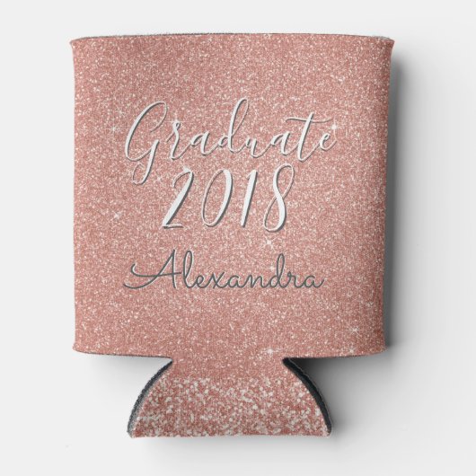 Afstuderen 2018 Roos Gold - Blush Pink Glitter Blikjeskoeler (Voorkant)