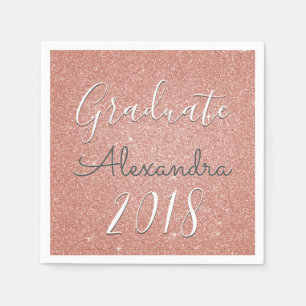 Afstuderen 2018 Roos Gold - Blush Pink Glitter Servet