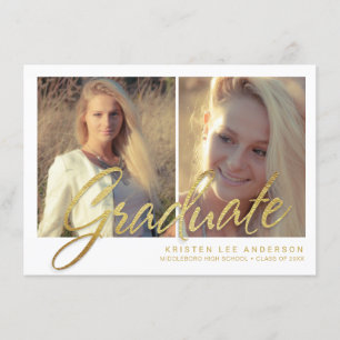 Afstuderen 2019 Nep goud folie 2-foto script Kaart