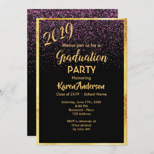 Afstuderen 2019 partij chic black confetti gold kaart
