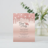 Afstuderen 2022 Manuscript Roos Gold Modern Partij Uitnodiging Briefkaart (Staand voorkant)