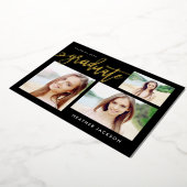 Afstuderen 2022 Trendy 3 Foto Collage Party Folie Uitnodiging (Gedraaid)