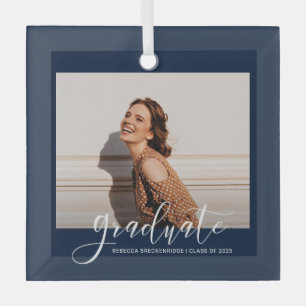 Afstuderen 2023 Afstuderen Kerstmis met foto's Glas Ornament