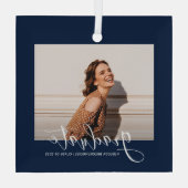 Afstuderen 2023 Afstuderen Kerstmis met foto's Glas Ornament (Achterkant)