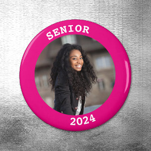 Afstuderen 2023 Hot Pink Round Photo Border Magneet