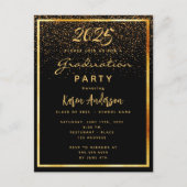 Afstuderen 2023 partij zwarte glazen gouduitnodigi briefkaart (Voorkant)