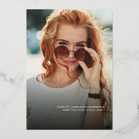 Afstuderen 2024 Afstudeerder Foto's Party Gold Folie Uitnodiging (Voorkant)