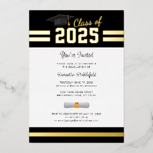 Afstuderen 2024 Afstudeerder Party Gold Folie Uitnodiging