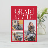 Afstuderen 2024 Afstudeerder Rood en Wit Fotofeest Kaart (Staand voorkant)