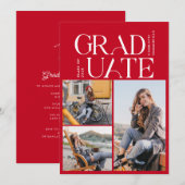 Afstuderen 2024 Afstudeerder Rood en Wit Fotofeest Kaart (Voorkant / Achterkant)