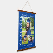 Afstuderen 2024 Fotocollage Blauw Afstudeerder Kee Hangend Wandkleed (Gebogen)