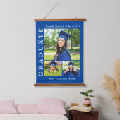 Afstuderen 2024 Fotocollage Blauw Afstudeerder Kee Hangend Wandkleed (Slaapkamer)